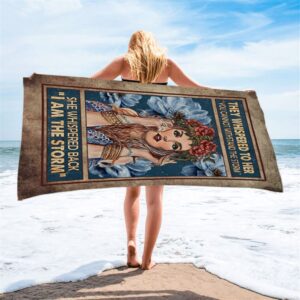 They Whispered To Her Hippie Girl Flower Wreath Beach Towel Christian Beach Towel Beach Towel 2 ghljqy.jpg