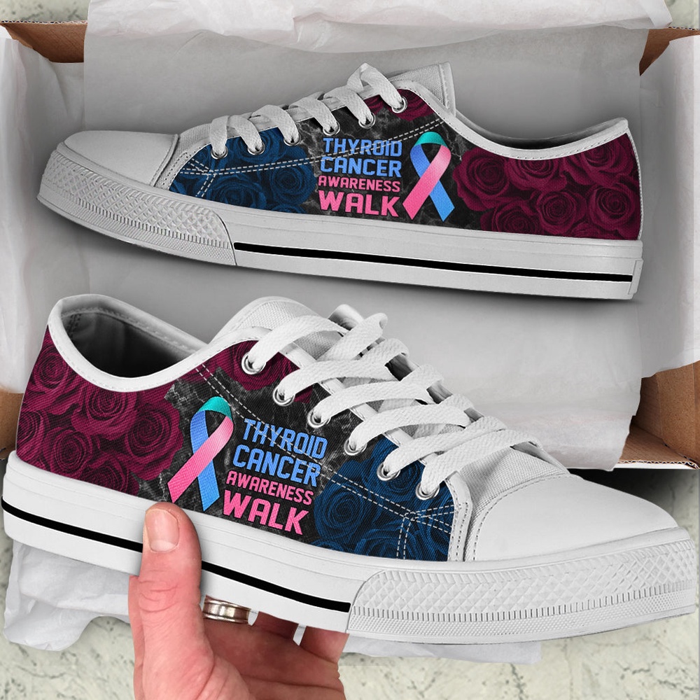 Thyroid Cancer Shoes Awareness Walk Low Top Shoes, Low Top Designer Shoes, Low Top Sneakers