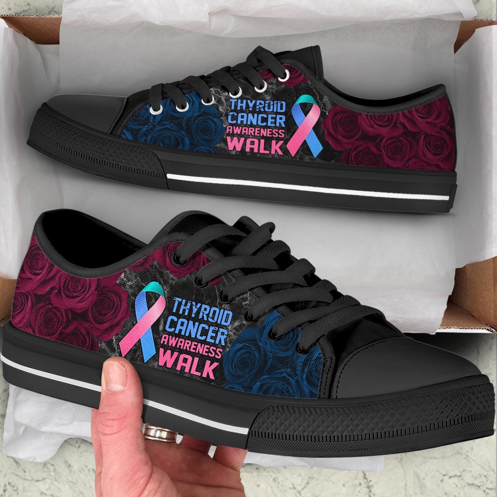 Thyroid Cancer Shoes Awareness Walk Low Top Shoes, Low Top Designer Shoes, Low Top Sneakers