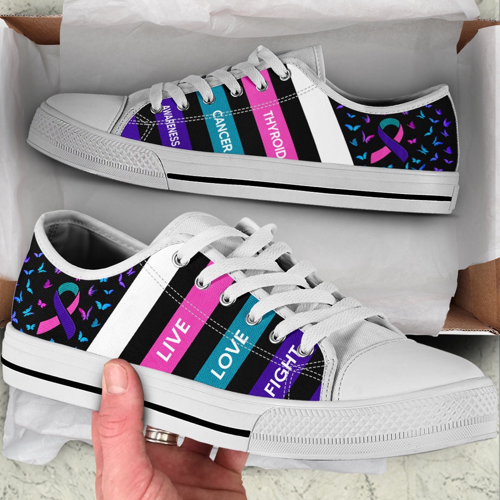 Thyroid Cancer Shoes Plaid Low Top Shoes, Low Top Designer Shoes, Low Top Sneakers