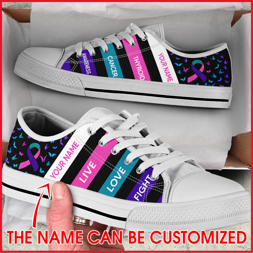 Thyroid Cancer Shoes Plaid Low Top Shoes, Low Top Designer Shoes, Low Top Sneakers