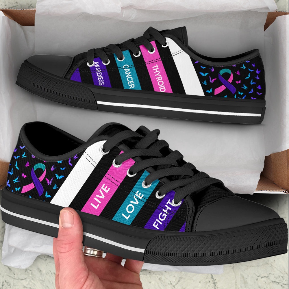 Thyroid Cancer Shoes Plaid Low Top Shoes, Low Top Designer Shoes, Low Top Sneakers