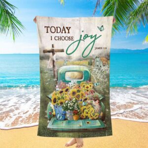 Today I Choose Joy Beach Towel, Sunflower…