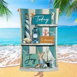 Today I Choose Joy Blue Background Beach Towel Christian Beach Towel Beach Towel 1 hlexhg.jpg