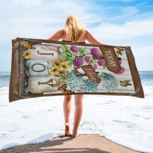 Today I Choose Joy Blue Hydrangea Butterfly Beach Towel Christian Beach Towel Beach Towel 2 ji3ihu.jpg