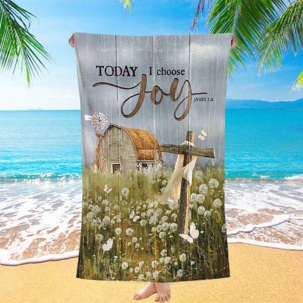 Today I Choose Joy Dandelion Field Beach Towel, Christian Beach Towel, Beach Towel