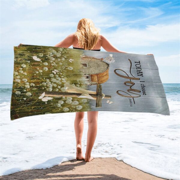 Today I Choose Joy Dandelion Field Beach Towel, Christian Beach Towel, Beach Towel