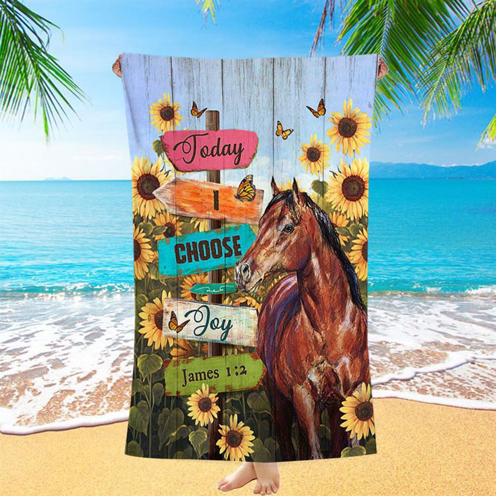 Today I Choose Joy Horse Sunflower Field Monarch Butterfly Beach Towel, Christian Beach Towel, Beach Towel Today I Choose Joy Horse Sunflower Field Monarch Butterfly Beach Towel, Christian Beach Towel, Beach Towel