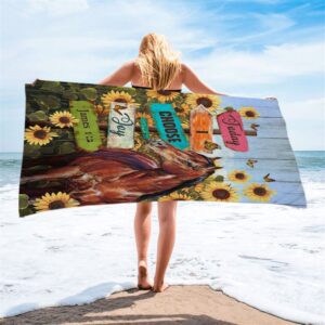 Today I Choose Joy Horse Sunflower Field Monarch Butterfly Beach Towel Christian Beach Towel Beach Towel 2 qtbzzg.jpg