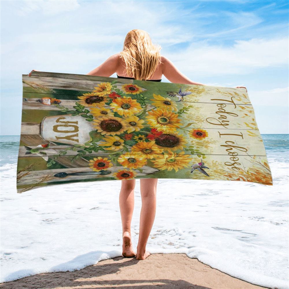 Today I Choose Joy Hummingbird Sunflower Beach Towel, Christian Beach Towel, Beach Towel Today I Choose Joy Hummingbird Sunflower Beach Towel, Christian Beach Towel, Beach Towel