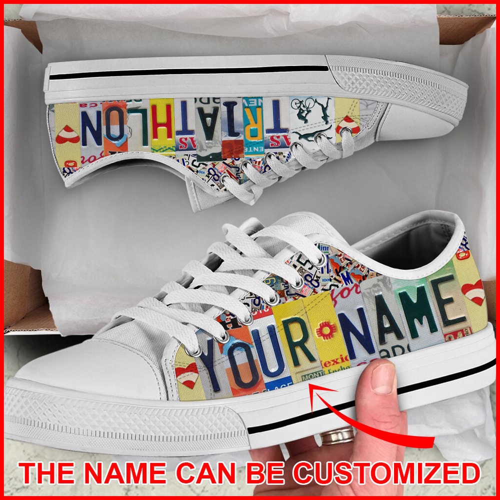 Triathlon Name Personalized Custom Low Top Shoes, Low Top Designer Shoes, Low Top Sneakers Triathlon Name Personalized Custom Low Top Shoes, Low Top Designer Shoes, Low Top Sneakers