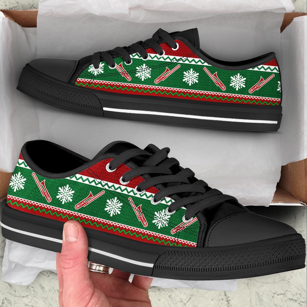 Trombone Christmas Knitted Seamless Low Top Shoes, Low Top Designer Shoes, Low Top Sneakers