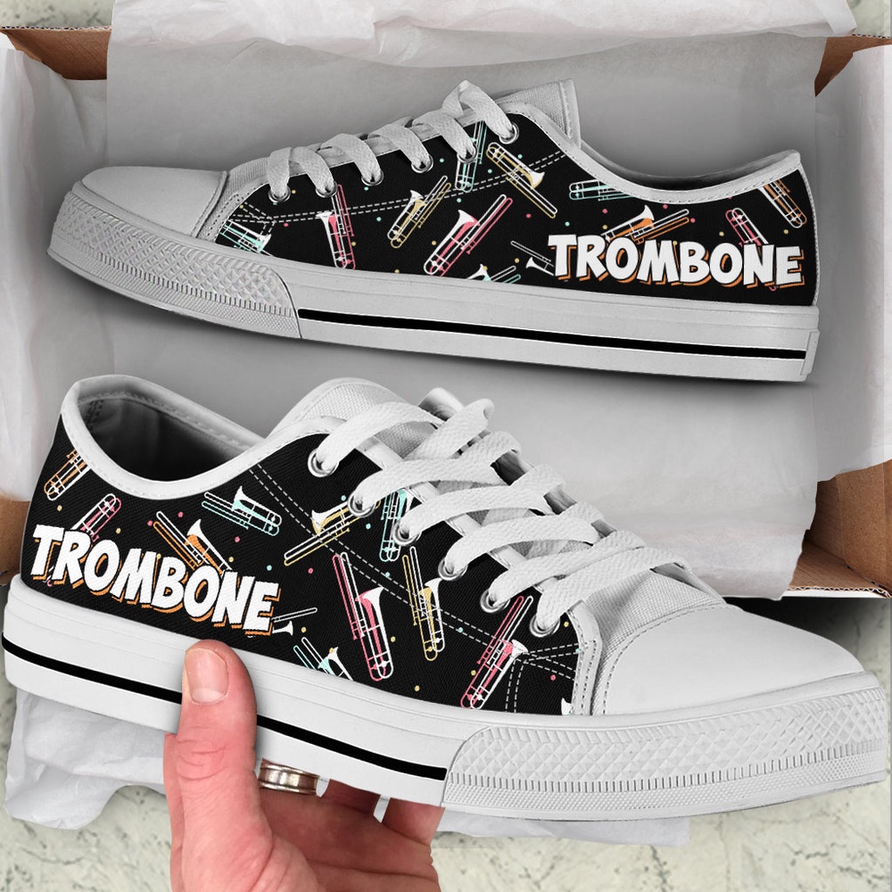 Trombone Color Low Top Music Shoes, Low Top Designer Shoes, Low Top Sneakers