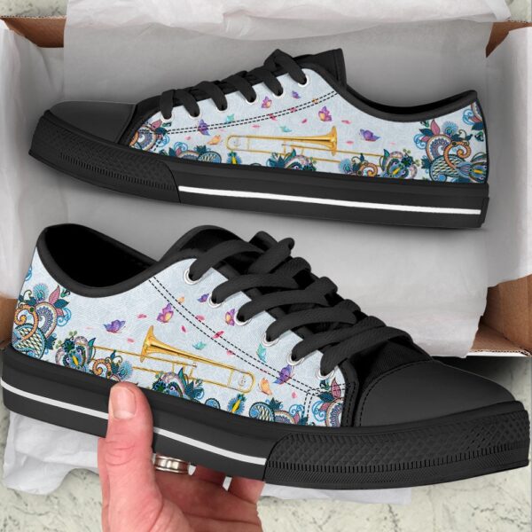 Trombone Paisley Low Top Music Shoes, Low Top Designer Shoes, Low Top Sneakers