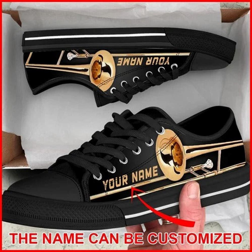 Trombone Shortcut Personalized Canvas Low Top Shoes, Low Top Designer Shoes, Low Top Sneakers