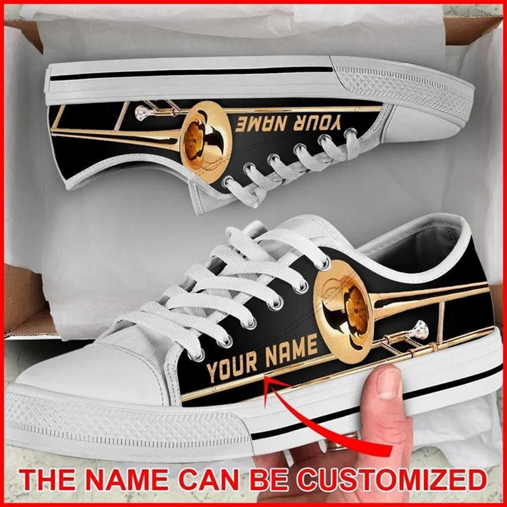 Trombone Shortcut Personalized Canvas Low Top Shoes, Low Top Designer Shoes, Low Top Sneakers