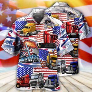 Truck Usa Flag Independence Day Hawaiian Shirt,…