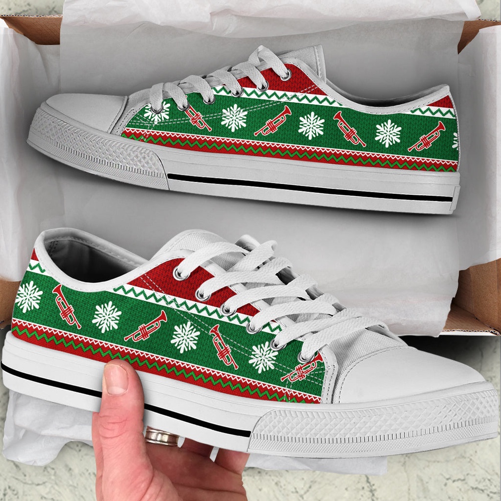 Trumpet Christmas Knitted Seamless Low Top Shoes, Low Top Designer Shoes, Low Top Sneakers