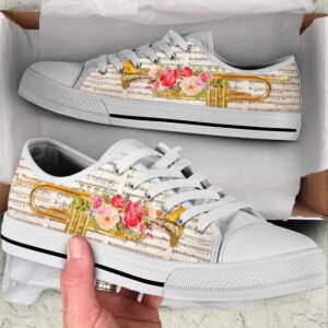 Trumpet Music Flower Low Top Music Shoes,…