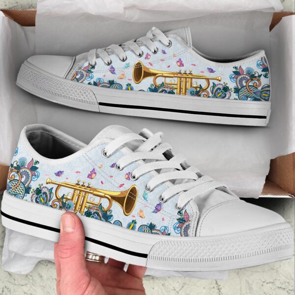 Trumpet Paisley Low Top Music Shoes, Low Top Designer Shoes, Low Top Sneakers