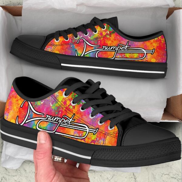 Trumpet Typo Art Low Top Music Shoes, Low Top Designer Shoes, Low Top Sneakers