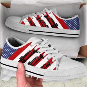 Trumpet Usa Flag Low Top Music Shoes,…
