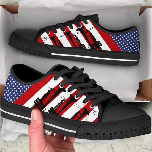 Trumpet Usa Flag Low Top Music Shoes, Low Top Designer Shoes, Low Top Sneakers