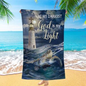 Turtle Blue Ocean Lighthouse God Is My Light Beach Towel Christian Beach Towel Beach Towel 1 fxeqc5.jpg