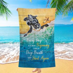 Turtle Every Day Is A New Beginning Beach Towel Christian Beach Towel Beach Towel 1 bgmzvg.jpg