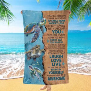 Turtle Today Is A Good Day To Have A Great Day Beach Towel Christian Beach Towel Beach Towel 1 yviuk1.jpg