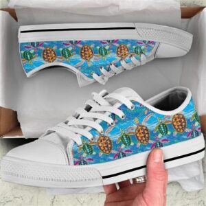 Turtle Watercolor Low Top Shoes, Low Top…