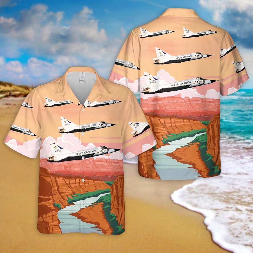 USAF Texas Air National Guard 111th Fighter Interceptor Squadron Convair F-102A-55-CO Delta Dagger Hawaiian Shirt, Texas Hawaii Shirt