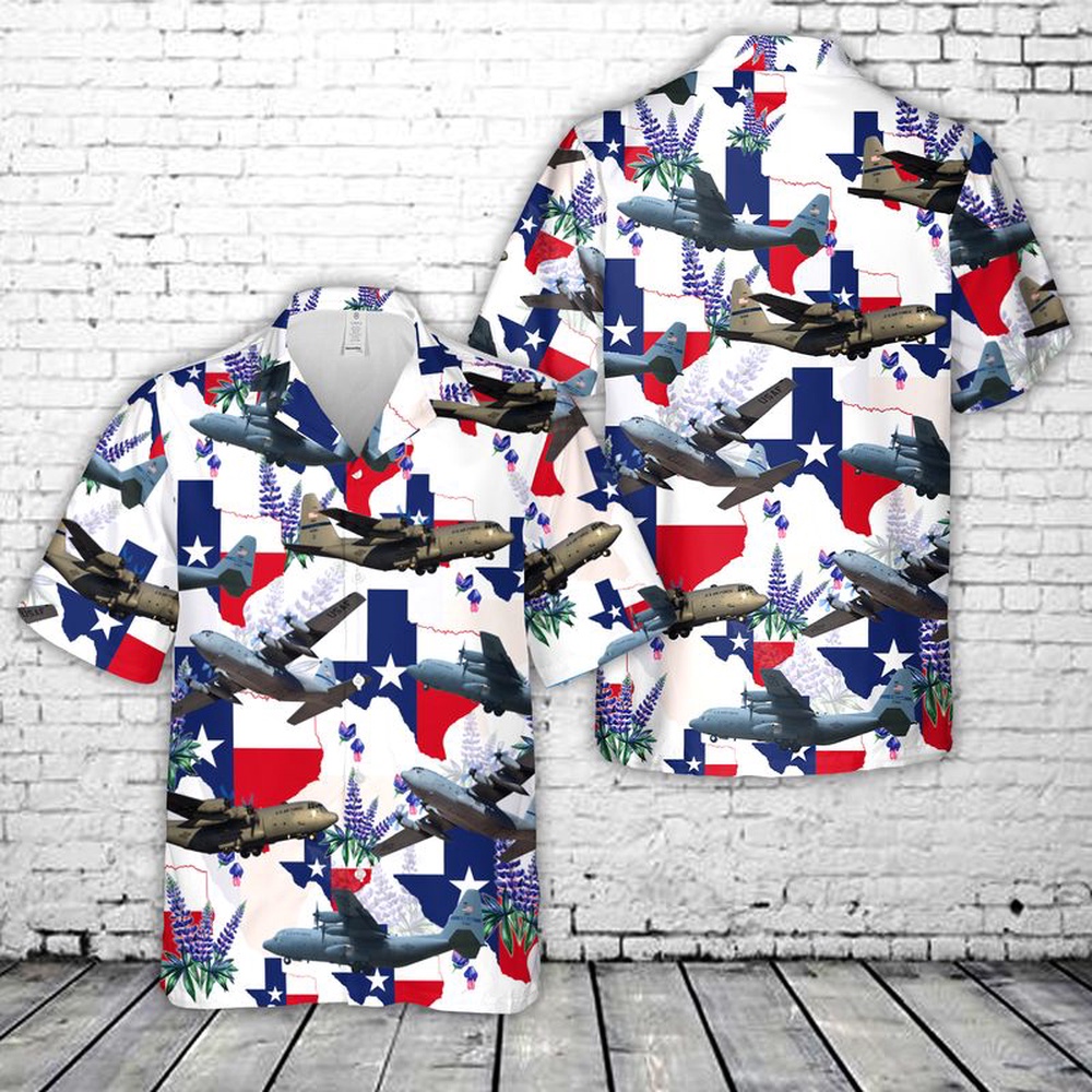 USAF Texas Air National Guard 136th Airlift Wing C-130H Hawaiian Shirt, Texas Hawaii Shirt, Texas Shirt