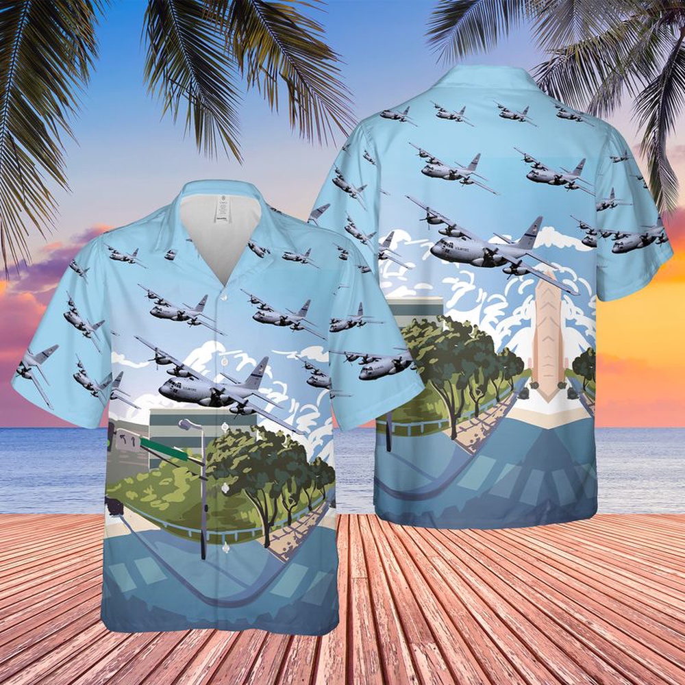 USAF Texas Air National Guard 136th Airlift Wing C-130H Hercules Hawaiian Shirt, Texas Hawaii Shirt, Texas Shirt