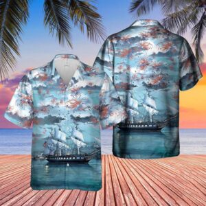 USS Constitution Independence Day Themed Hawaiian Shirt,…