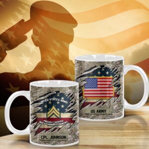 US Army Camo Mug Proudly Served Duty…