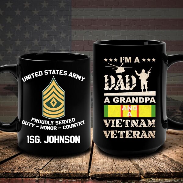 US Army Mug I’m A Dad, Grandpa And A Vietnam Veteran Army Mug, Us Army Coffee Mug, Veteran Coffee Mugs, Military Mug