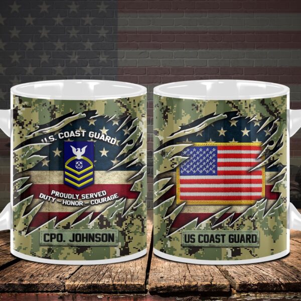 US Coast Guard Camo Mug Proudly Served Duty Honor Country Mug, Veteran Coffee Mugs, Military Mug
