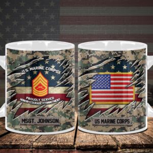 US Marine Corps Camo Mug Proudly Served Duty Honor Country Mug, Veteran Coffee Mugs, Military Mug