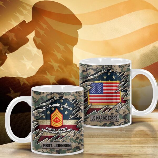 US Marine Corps Camo Mug Proudly Served Duty Honor Country Mug, Veteran Coffee Mugs, Military Mug