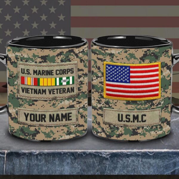 US Marine Corps Vietnam Veteran Mug, Military Veteran Ranks Custom Your Mug, Veteran Coffee Mugs, Military Mug