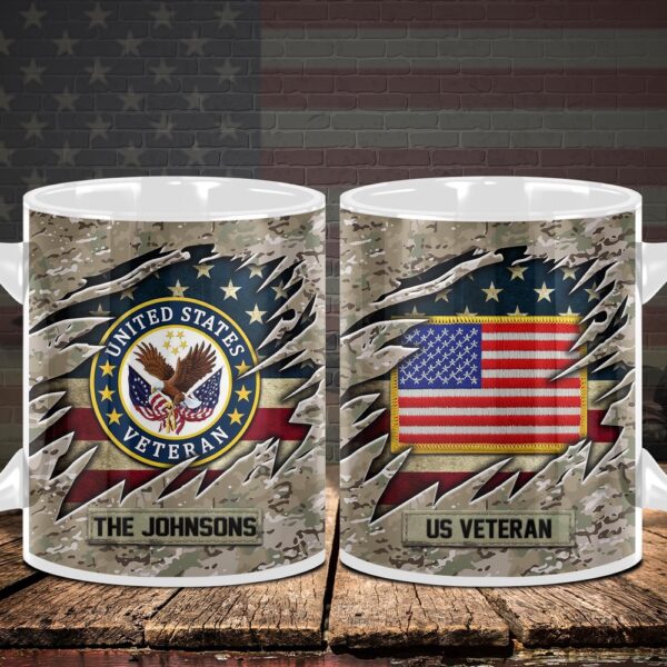 US Veteran Camo Mug Proudly Served Duty Honor Country Mug, Veteran Coffee Mugs, Military Mug