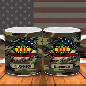 US Vietnam Veteran Camouflage White Mug Custom…