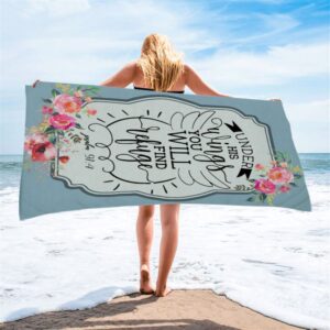 Under His Wings You Will Find Refuge Psalm 914 Bible Verse Beach Towel Art Christian Beach Towel Beach Towel 2 ukbblj.jpg