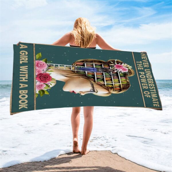 Underestimate A Girl With A Book Beach Towel, Christian Beach Towel, Beach Towel