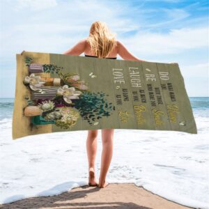 Unique Flower Green Butterfly Do What Makes You Happy Beach Towel Christian Beach Towel Beach Towel 2 hbeza1.jpg