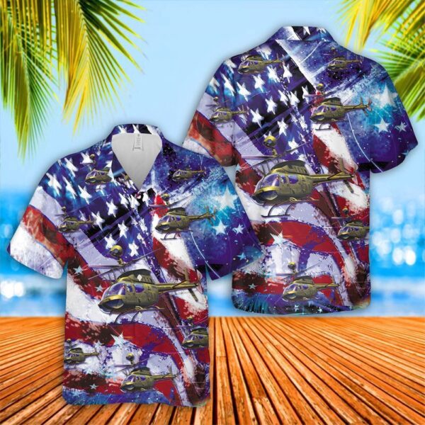 Us Army Bell Oh-58 Kiowa Hawaiian Fourth Of July Shirt, 4th Of July Hawaiian Shirt, 4th Of July Shirt