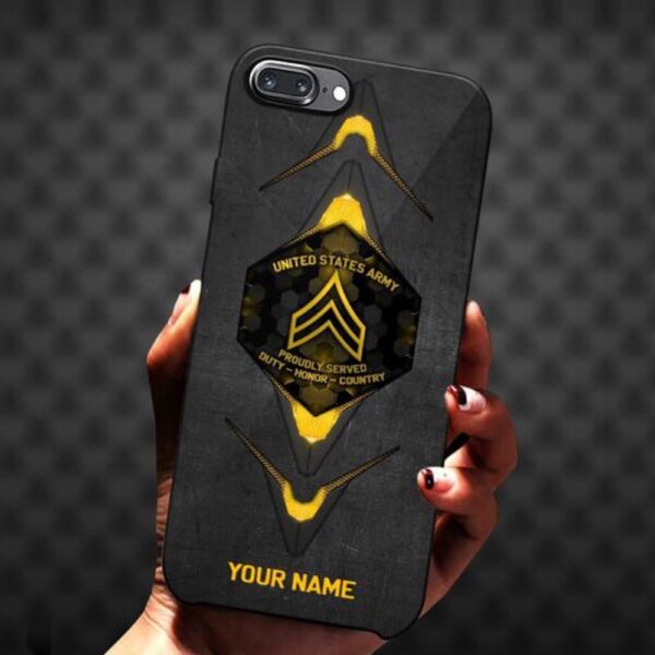 Us Army Style Phone Case, Custom Name And Rank, Military Phone Cases, Army Phone Case