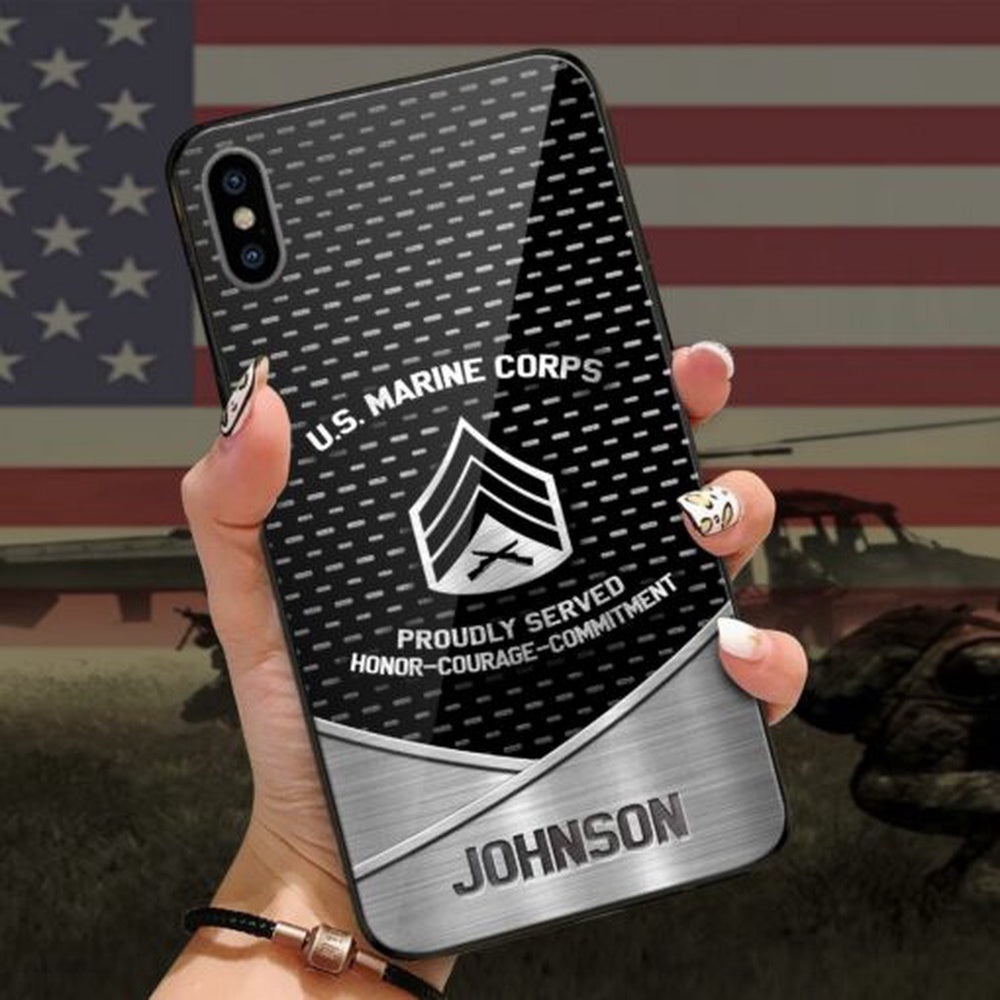 Us Marine Corps Proudly Served Phone Case, Custom Luminous Phone case, Veteran Phone Case, Military Phone Cases