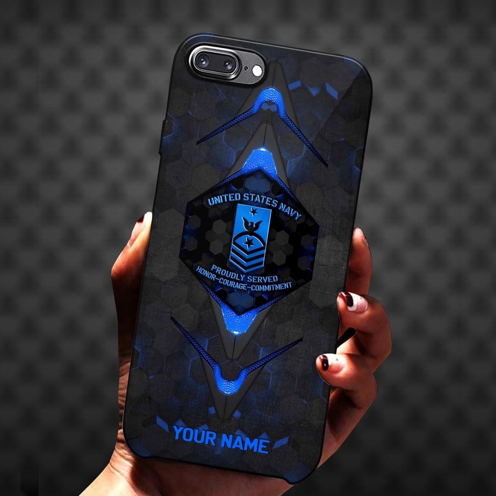 Us Navy Sport Style Phone Case, Custom Name And Rank, Military Phone Cases, Navy Phone Case